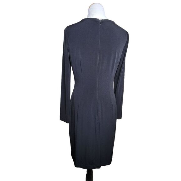 Calvin Klein Embellished Neck Long Sleeve Dress Black Gold Size 6 - Picture 2 of 12